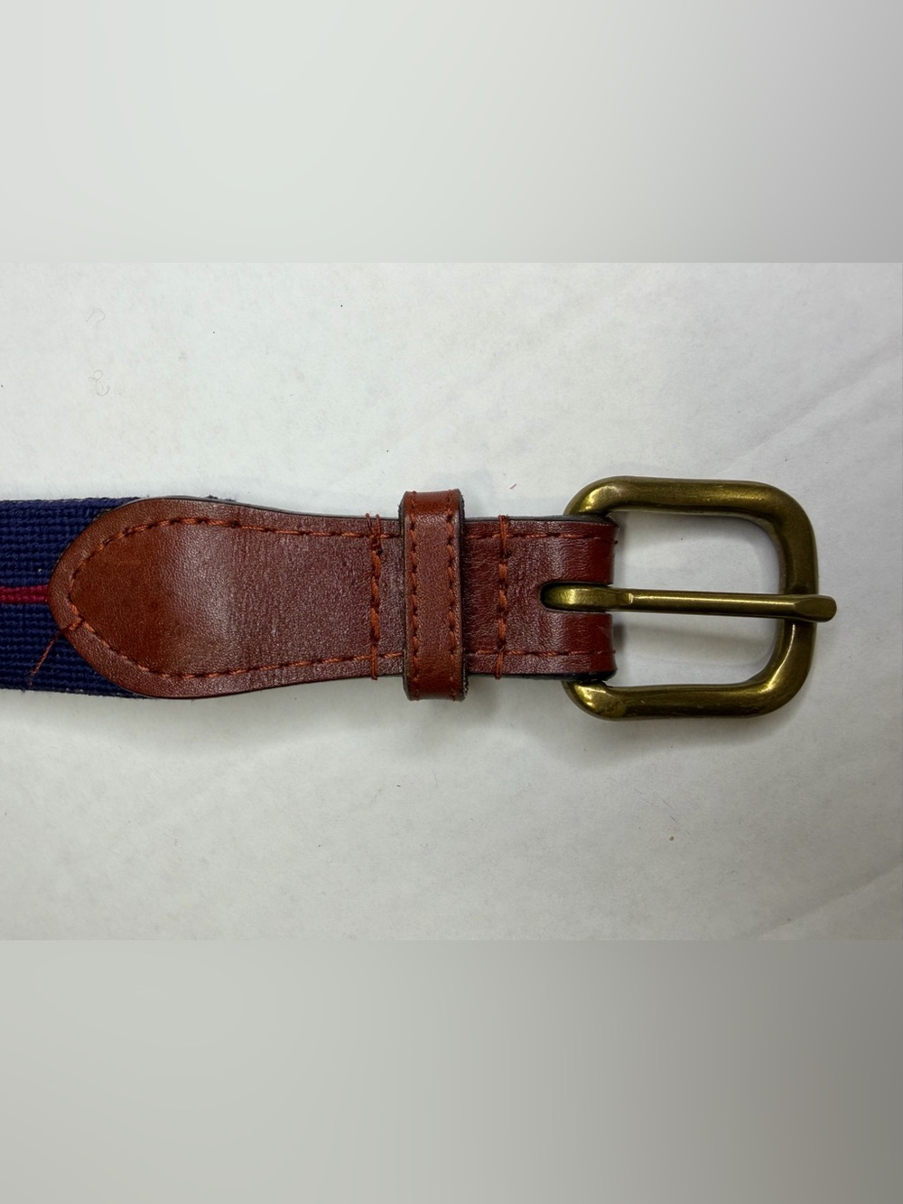 Smathers & Branson Crossed Tennis Racquets Needlepoint Belt Size 32 Navy Brass - Picture 4 of 8